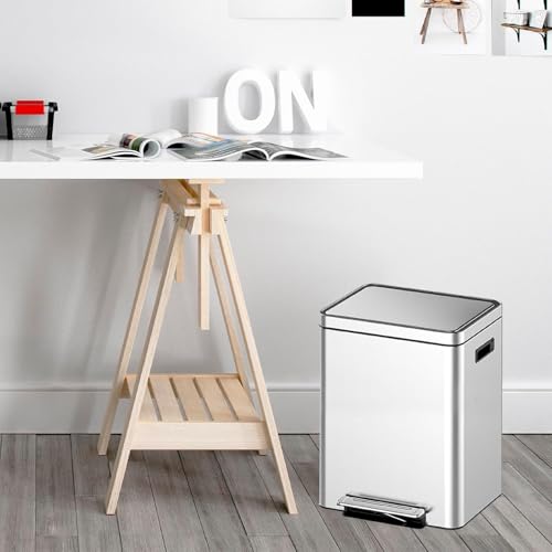 Caneca de Basura Rectangular 30 L con Tapa Acero Inoxidable miniatura 6
