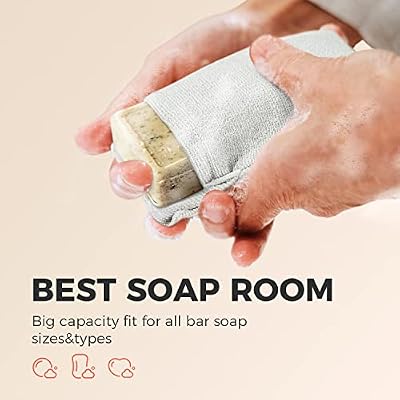 ZOMCHI 2pcs Grey Soap Bag and 2pcs Mint Soap Bag, Deep and Gentle Exfoliating