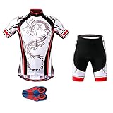 Men's Quick-Dry Cycling Jersey Set Road Bike Bicycle Shirt + Bib Shorts with 9D Gel Padded MTB...