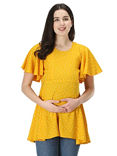 Image of ZUVINO Women's Maternity Feeding Top with Zip for Easy Nursing | Stylish Feeding Tops for Jeans | Maternity Short Kurti for Mothers | Trendy Prints On 100% Viscose Rayon.