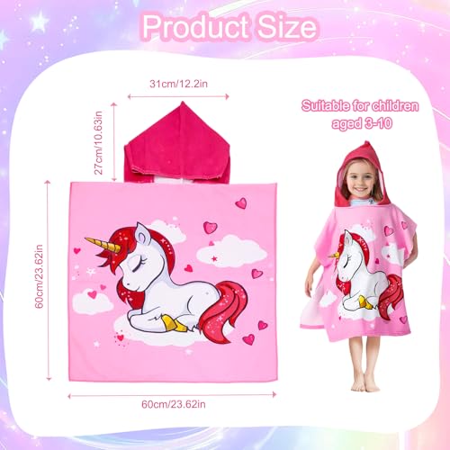 Miniatura 2 de Uryxery Toalla Poncho Con Capucha Para Niños, Microfibra Suave De Secado Rápido, Poncho Baño Infantil Para Ducha Y Casa, Diseño Unicornio Para Niña, 60 120cm