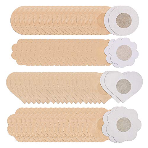 Tugaizi 80 Pieces Nipple Covers Disposable Nipple Breast Covers Breast Petals Comfortable Adhesive Satin Petals Pasties For Women Beige #TOP23