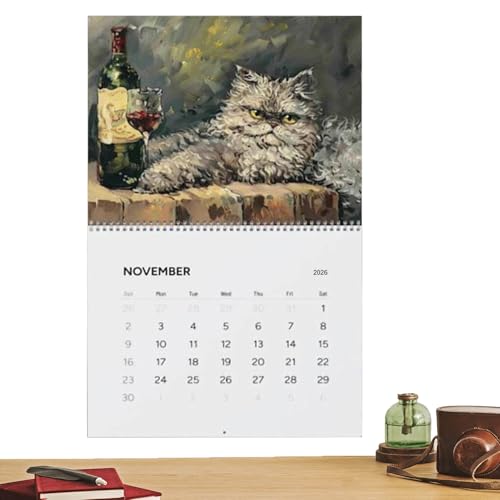 Rolig kalender 2026 | med månatliga utrymmen för planering - väggkalender för 12 planerare, för, kontor, skola, sovsal och familjeplanering och händer