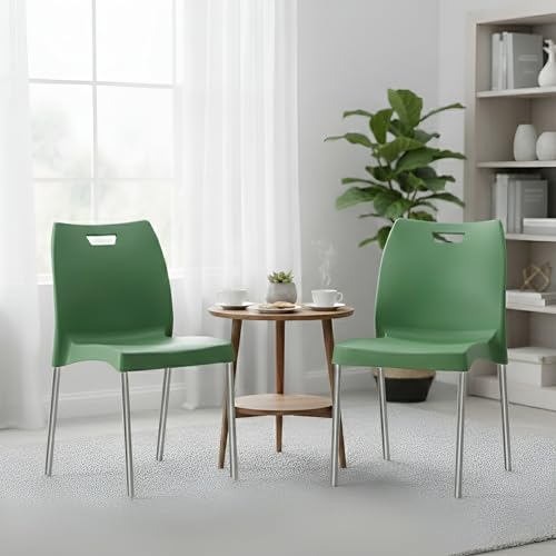 Image of IAFA FURNITURE Munch Plastic Chair| Living Room, Bed Room, Kitchen, Office Room, Outdoor| (Red, Set of 2) (Green, Set of 2)