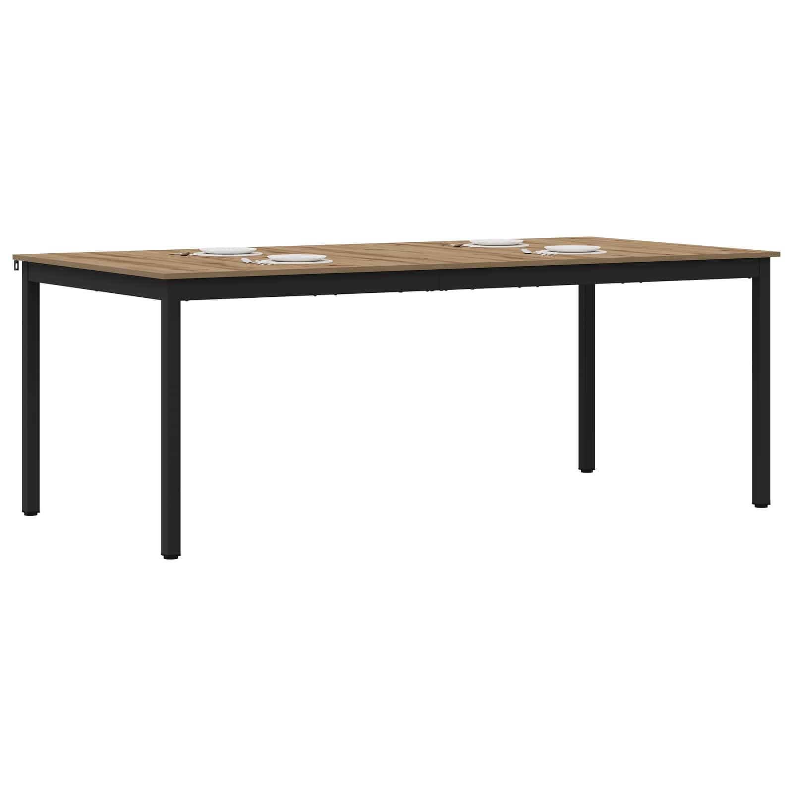 IKAYAA Mesa de Comedor Madera 180 x 90 x 75 cm Mesa Industrial de Comedor Mesa Salon Rustica Mesa Comedor Patas Metálicas/Hierro Roble Artisan