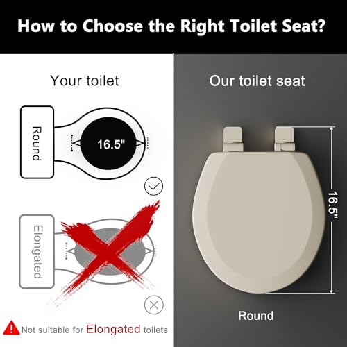 Image of Angol Shiold Slow Close Wood Toilet Seat(Bone, Round 16.5'')