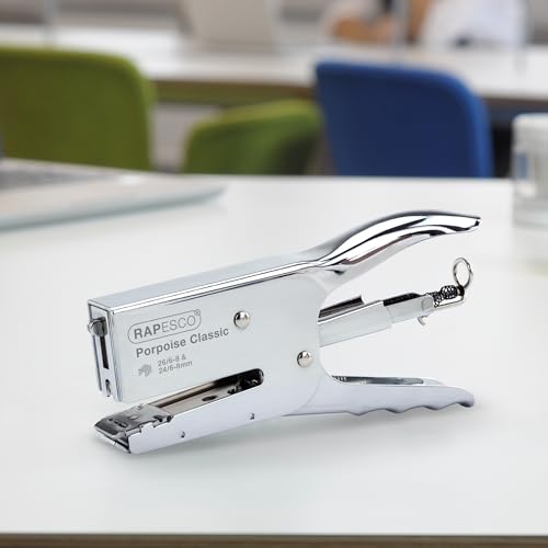 Rapesco 1298A Porpoise Grapadora de Tenaza con 10.000 Grapas Tipo 26/8 mm, Capacidad para 45 Hojas, Cromo - imagen 2