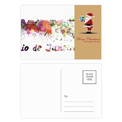 Cartes postales Rio de Janeiro Brésil aquarelle décorer votre sapin de Noël en lot de 20