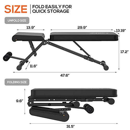 Weight Bench Adjustable Sit Up Bench Press Flat Incline Decline Workout Bench Foldable Strength Training Benches for Home Gym