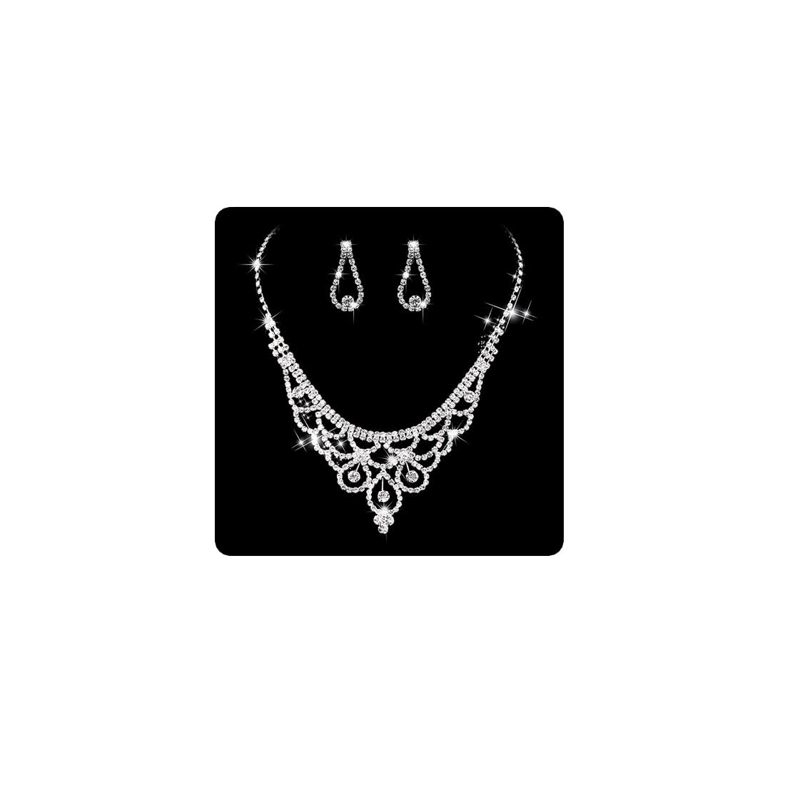 Wedity novia boda cristal collar pendientes conjunto plata nupcial corona gargantilla collares joyería