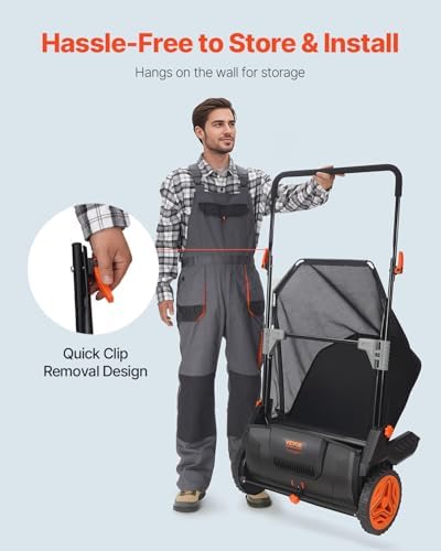 VEVOR Push Lawn Sweeper 21" Leaf & Grass Collector 3.5 cu. ft. Hopper Bag - 5