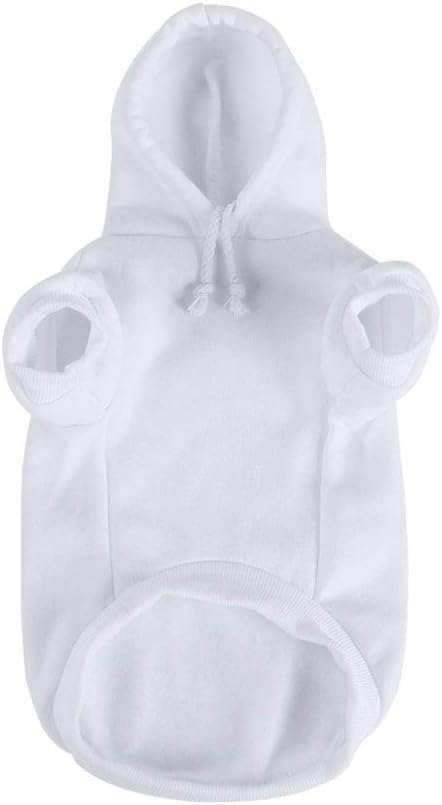 uxcell Pet Dog Hooded Hoody Sweatshirt Clothes Cotton Apparel Puppy Cat Winter/Spring/Fall Costume Outfits Fleece Warm Coat White M