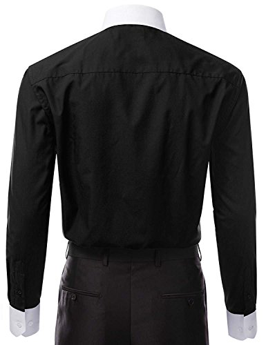 Italy Men's Long Sleeve Two Tone Premium Dress Shirt3