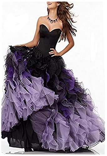 Sweetheart Prom Dress Strapless Ball Gown for Women Organza Ruffle Evening Party Dress Rainbow Backless Formal Gown3