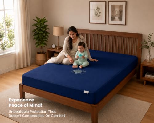 Image of Utopia Bedding Waterproof Mattress Protector King Size, Cotton Terry Bed Cover, Breathable Mattress Cover & Bed Protector for Double Bed, Elastic Fitted Waterproof Mattress Cover, 198 x 183 cm