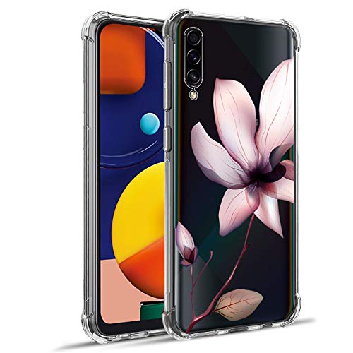 WIWJ - Carcasa para Samsung Galaxy A50, Transparente, TPU Suave, Silicona, Funda para Samsung Galaxy A50 Liquid Crystal Flor diseñada Bumper Cover antiarañazos Protectora
