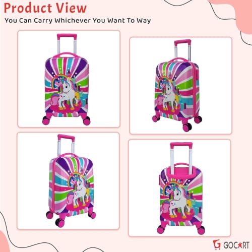 Image of GOCART WITH G LOGO Polycarbonate 360A Rotating Wheels with Carry Handle Kids Trolley Luggage Bag (Blue) (Small)