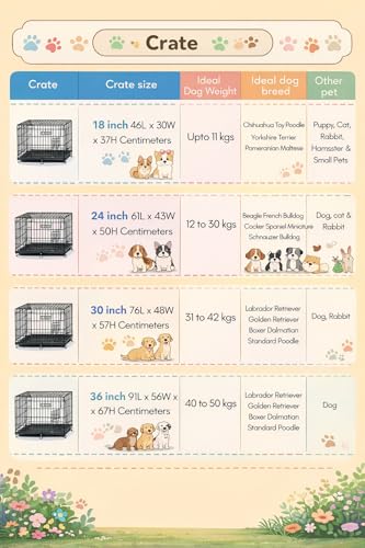 Image of Berlin's Small Puppy Dog Cage, Foldable Portable Crate, Double Door with Latches, Removable Tray, Comfort Mattress (18x14x12inches) (Black, 18 Inch)