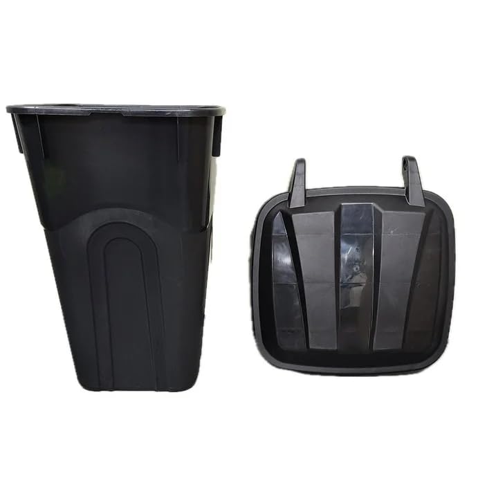 BJCYO 32 Gallon Wheeled Heavy Duty Plastic Garbage Can, Attached Lid, Black