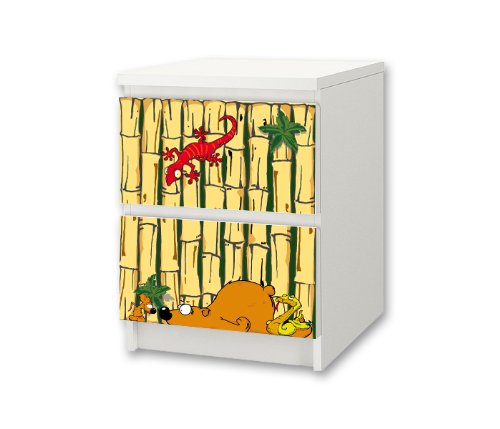 'Mundo de Animales' pegatina de muebles | NS34 | Pegatinas adecuadas para la cómoda MALM con 2 compartimentos de IKEA (el mueble no es incluido) | STIKKIPIX