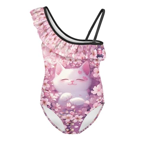Image of Girls One Piece Swimsuits Size 3-14 Trendy Ruffle Bathing Suit Casual Hawaiian Summer Beach Swimwear