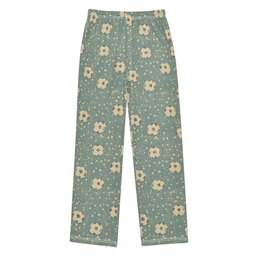 Pajama Pants Tile Football Stars Pattern Long Sleep Pants Lounge Bottoms
