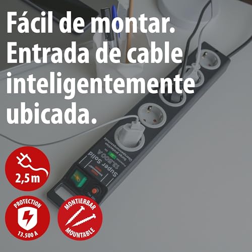 Regleta Brennenstuhl de policarbonato resistente con 5 tomas e interruptor integrado 2