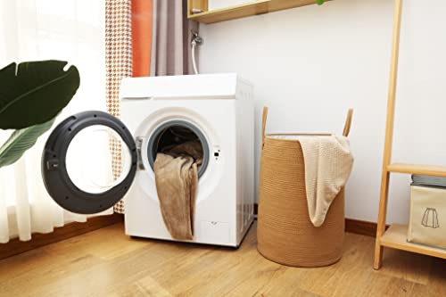 72L Cotton Rope Woven Laundry Hamper,Extra Large Wicker Laundry Basket For Blanket,Clothes,Toys,Pillows,Towels,Shoes,Tall Woven Laundry Basket 22''H 16''D #TOP6