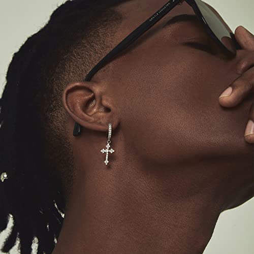 Gold Cross Earrings for Women 14K Gold Plated Drop Dangle Cross Hoop Earrings Trendy Huggie Hoops Dangling Diamond Earrings for Men4