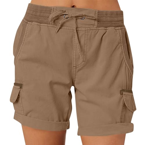 Cargohose Damen Einfarbig Bermuda Hosen Casual Leichte Strand Shorts Mit...