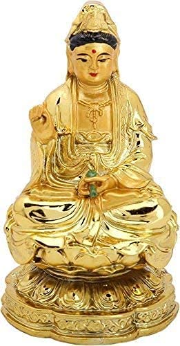 Lady Buddha Guan Yin Kwan Kuan Tara Devi Goddess of Mercy Showpiece - 11 cm (Polyresin, Multicolour)