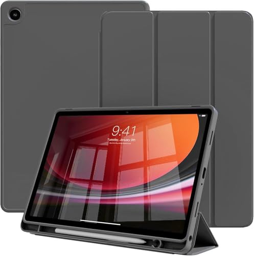 Image of Printme for Samsung Galaxy Tab A11 8.7 inch (2025), A9 8.7 inch (2023) - Trifold Case with Pen Holder - Slim Lightweight Stand Cover with Auto Sleep /Wake, Protective PU Leather Tablet Cover (Dark Grey)