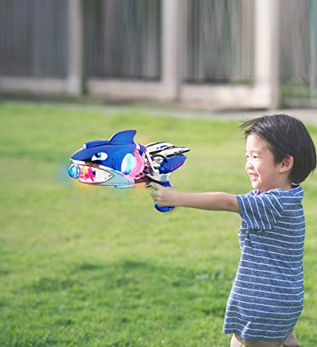 Mozlly Super Spinner Light Up Flashing Lights And Sounds Blue Shark Blaster, 11.5 Inch With Vibrations Fx Batteries Included Alien Costume Rangers Cosplay Space Gun Prop Toy For Kids Boys #TOP4