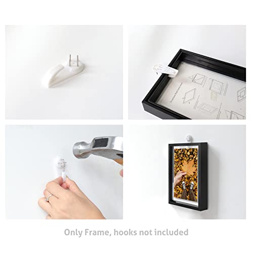 Frametory, Floating Picture Frame 11X14 - Black Metal Photo Frame - Real Glass - For Wall Mount Or Tabletop Displays #TOP3