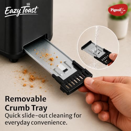 Image of Pigeon Eazy Toast 2 Slice Pop Up Toaster, Wide Slot & Compact, Black
