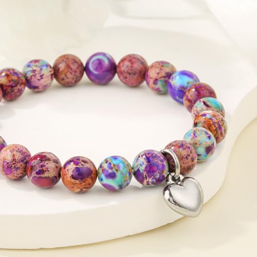 Jewelrycard Birthday Gifts For Women Girls - Sometimes You Forget You'Re Awesome Bracelets With Natural Stone, Mothers Day Gifts For Mom Daughter Friends Sister Wife-Purple thumb #1