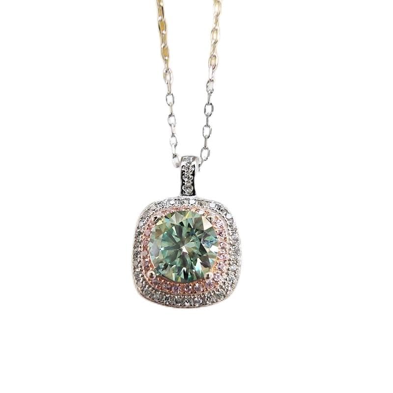 Collier moissanite rose 1 carat en argent, cadeau de mariage idéal