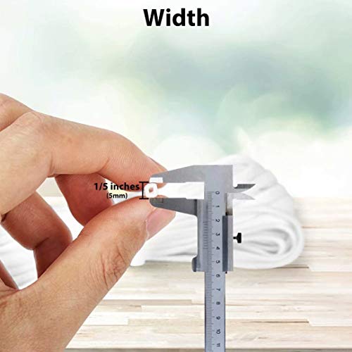 image for VARTHUS 1/8 inch Braided Elastic Band Width White Elastic String Cord 