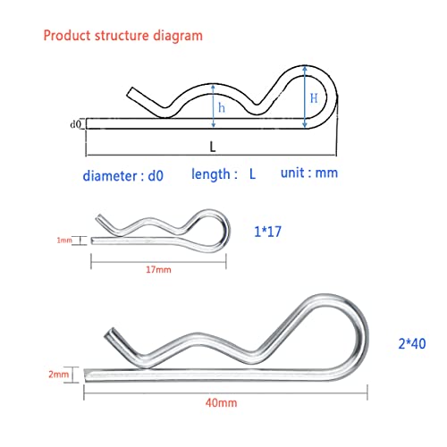 168 Stück Splinte Sortiment R Clips Set,Verzinkte Sicherungssplinte,7 Größen Federsplint(M1/M1.2/M1.5/M1.8/M2/M2.5/M3)für Automobil,Motor,Fahrradbefestigung und Reparatur