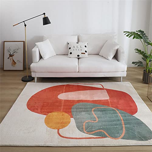 Tapis chambre adulte abstrait moderne rouge bleu jaune | 50x80cm - 2