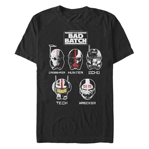 T-shirt Star Wars Bad Batch Helmet noir grande taille 4XL pour homme