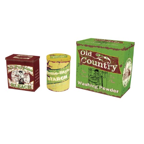 Vintage Laundry Metal Storage Tins | Rustic Home Decor Tabletop Art | Set of 3
