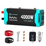RUTNRIXA 4000W Pure Sine Wave Inverter Peak 8000w 12V DC to 120V AC for RV, Truck, Off-Grid, Home, Solar Car Power Inverter with Dual AC Hardwire Port, 20A Socket, 5V 2.1A USB
