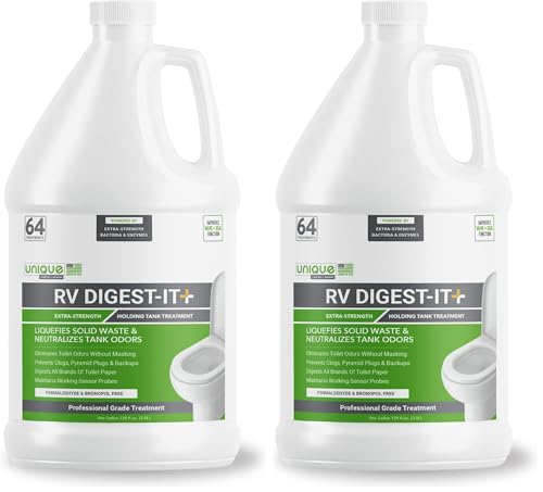 Unique RV Digest-It+, Extra-Strength RV Toilet Treatment - Liquifies Waste and All Brands of Toilet Paper - Odor Eliminator (128 oz) (Pack of 2)