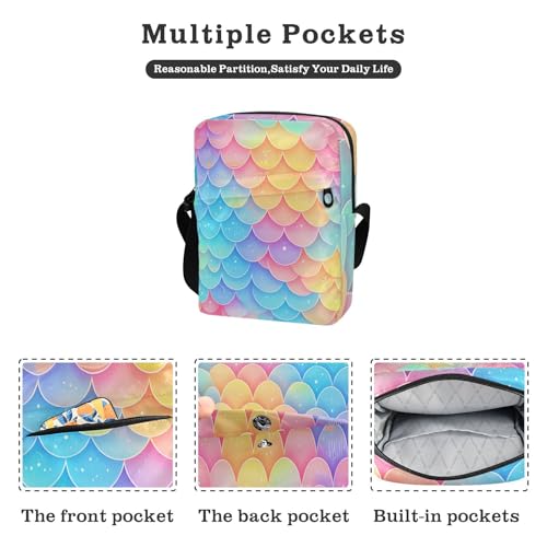 Rainbow Fish Scale Colorful small messenger bag for women men shoulder bag Women's Purses Adjustable Strap for Shopping Travel2