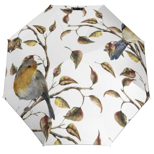 EOQIFJM Bird Fully Automatic Umbrella ，Windproof, UV Blocking，Water Repellent, Compact