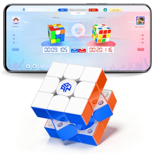 GAN i4 Smart Cube 3x3 Magnetisch Zauberwürfel Intelligenter Speedcube Bluetooth Elektronischer Magnetischer Cube für Kinder und Erwachsene Timer mit App Online-Wettbewerb (UV)