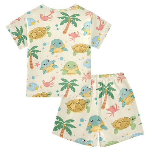 ALAZA Cute Turtle Star Sea Pajamas Short Sleeve 2 Piece Sleepwear Top and Bottom Pajama Set Unisex2