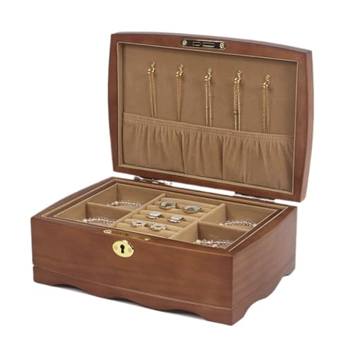 Boîte à bijoux en bois avec serrure pour sublimer votre coiffeuse rétro style européen