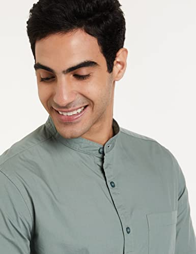 Image of Amazon Brand - Symbol Men's Cotton Shirt | Chinese Collar | Casual | Plain | Full Sleeve | Summer - Regular Fit (Available in Plus Sizes)